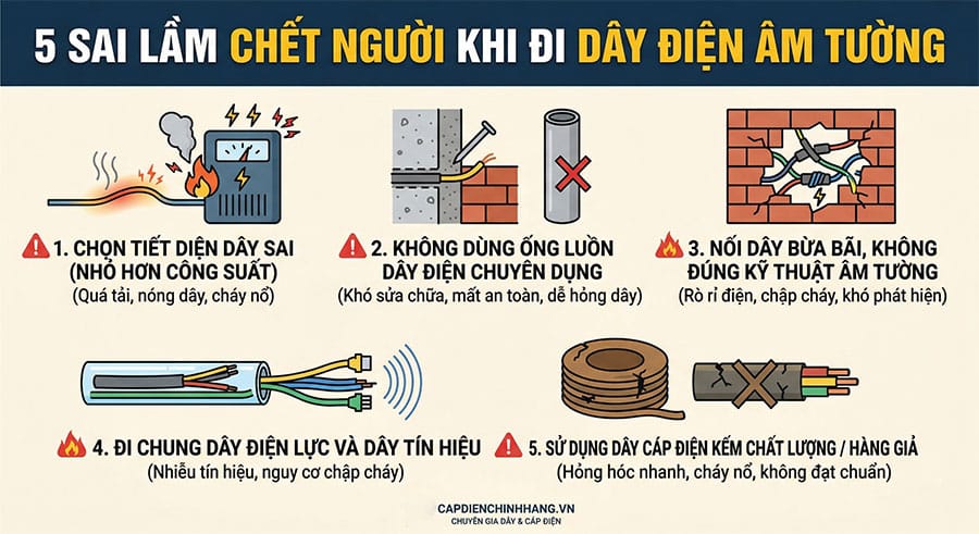 5 Sai lầm chết người khi đi dây điện âm tường