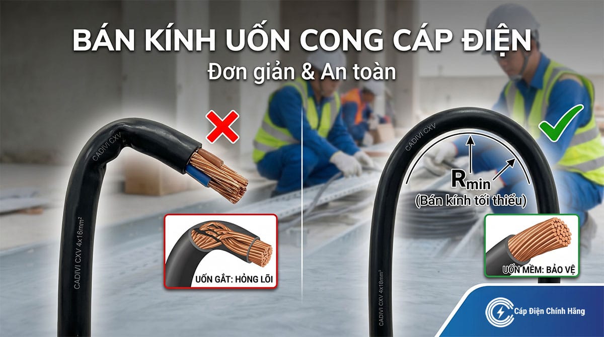 Bán kính uốn cong cáp điện: Quy tắc vàng khi thi công đúng chuẩn
