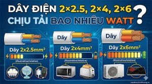 Dây điện 2x2.5, 2x4, 2x6 chịu tải bao nhiêu Watt?