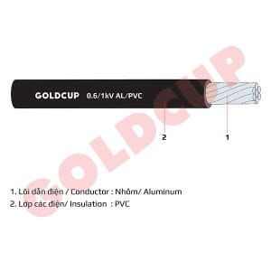 Cáp nhôm Goldcup bọc PVC (AV) 0.6/1 kV - Al/PVC