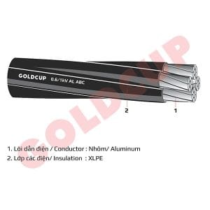 Cáp vặn xoắn Goldcup ruột nhôm ABC 0.6/ 1 kV - AL/XLPE