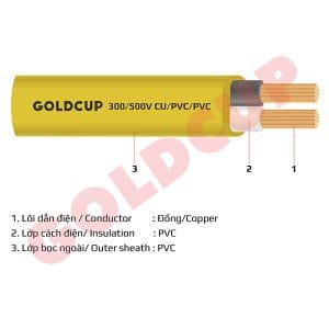Dây điện Goldcup 2 lõi ruột mềm Cu/PVC/PVC