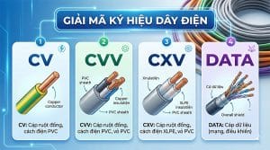 Ý nghĩa các ký hiệu trên dây điện: CV, CVV, CXV, DATA là gì?