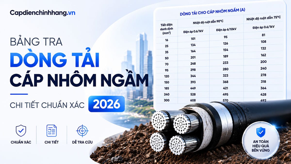 Bảng Tra Dòng Tải Cáp Nhôm Ngầm Chi Tiết Chuẩn Xác 2026