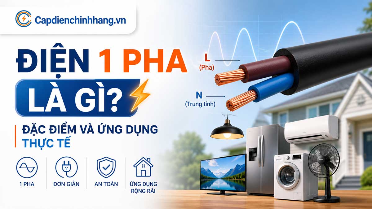 Điện 1 pha là gì? Đặc điểm và ứng dụng thực tế | Capdienchinhhang