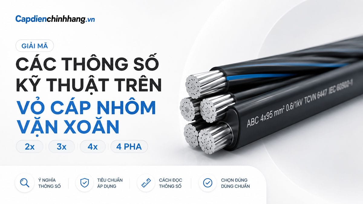 Giải Mã Các Thông Số Kỹ Thuật Trên Vỏ Cáp Nhôm Vặn Xoắn (2x, 3x, 4x, 4 pha)
