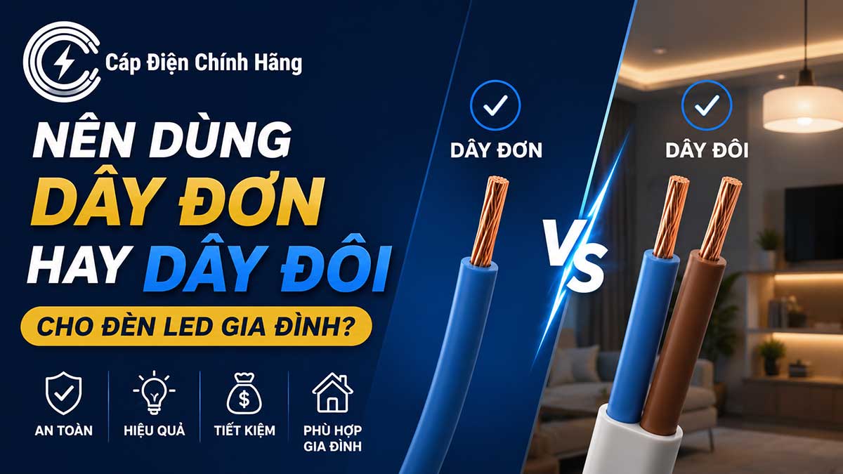 Nên dùng dây đơn hay dây đôi cho đèn LED gia đình?
