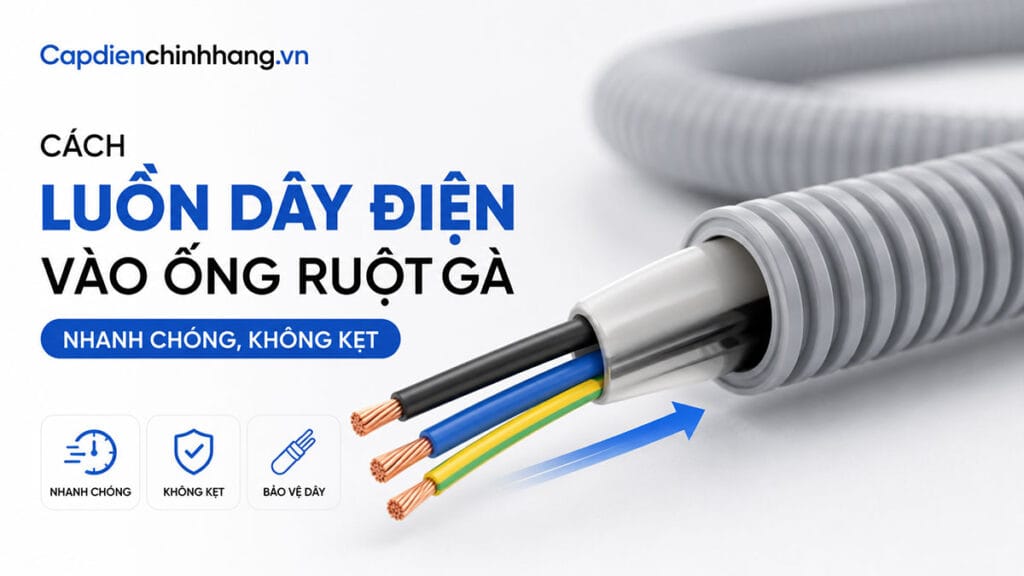 Cách luồn dây điện vào ống ruột gà nhanh chóng, không kẹt