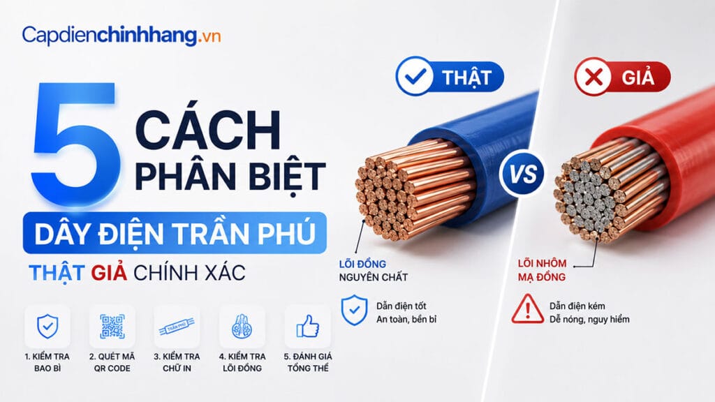 5 Cách Phân Biệt Dây Điện Trần Phú Thật Giả Chính Xác