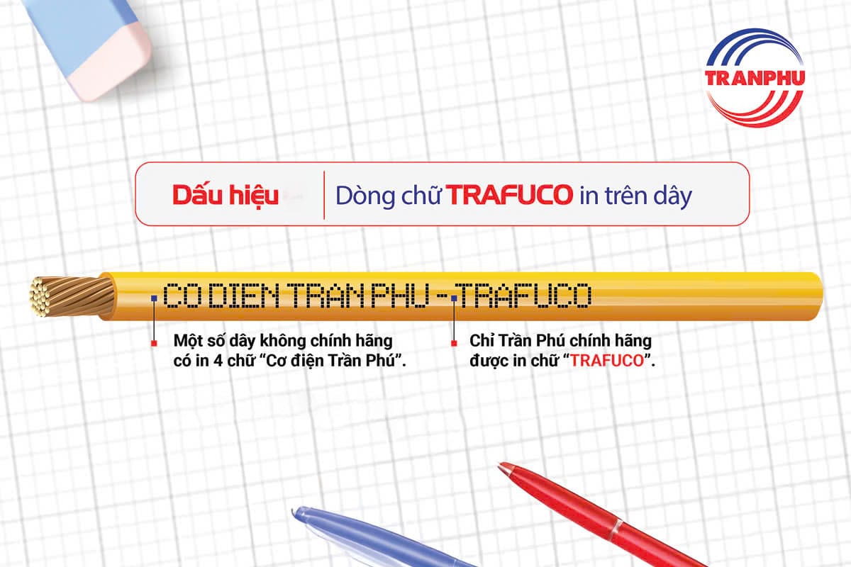 Phân biệt dây điện Trần Phú chính hãng qua chữ trên vỏ dây điện